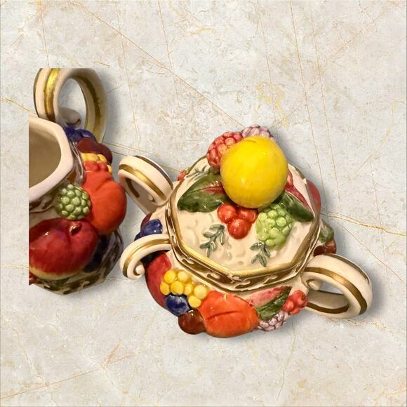 Fitz & Floyd Classics 3-Piece Fruit Embossed Teapot, Sugar Bowl & Creamer Set - Picture 8 of 14